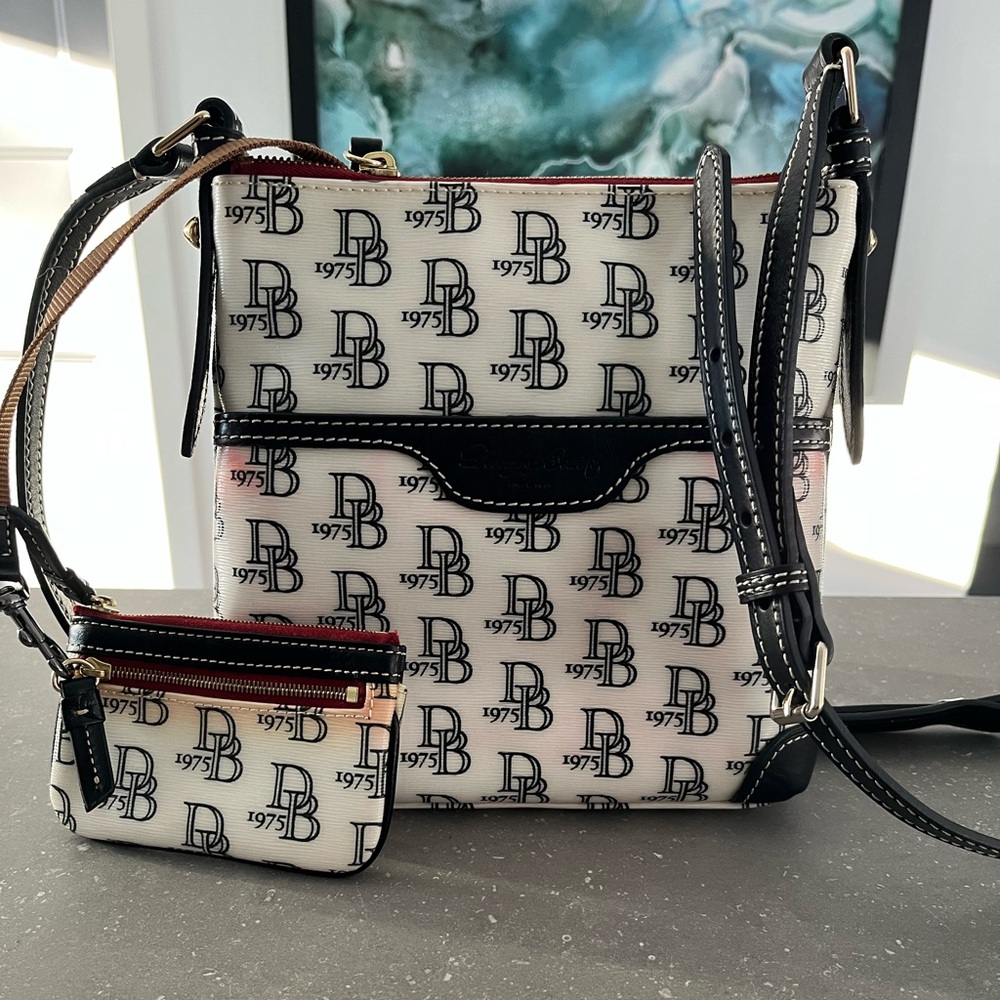 Dooney & Bourke Black and Cream Crossbody Bag Set